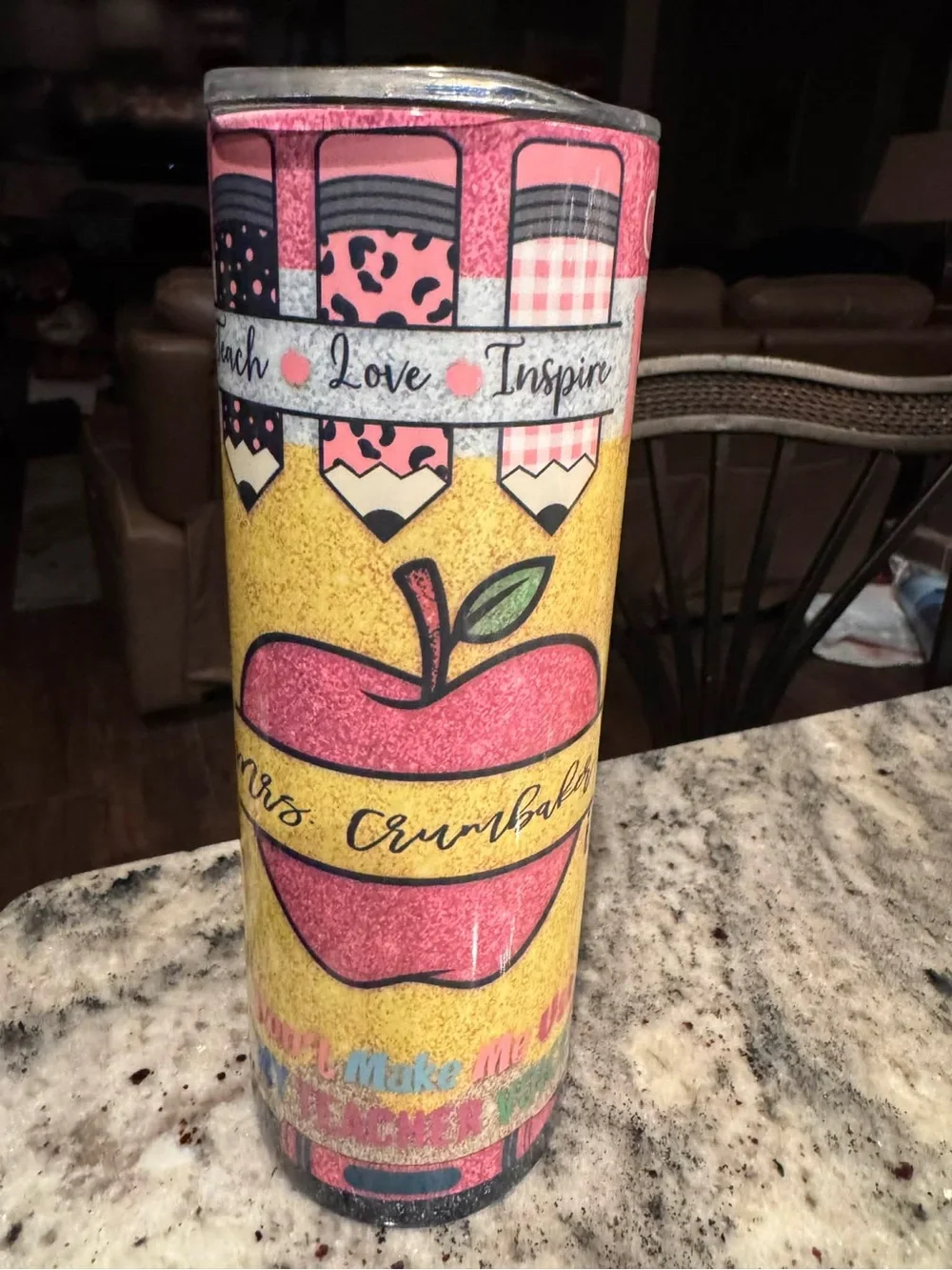 Pink Apple Graphic Tumbler - Inspirational Teach Love Inspire Design